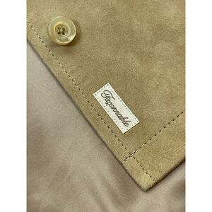 ~ Faconnable Sm Suede Goatskin Leather Shacket Tan Brown Jacket Shirt Lined